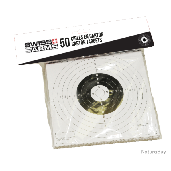Lot de 50 cibles cartonn�es 14x14cm - Swiss Arms