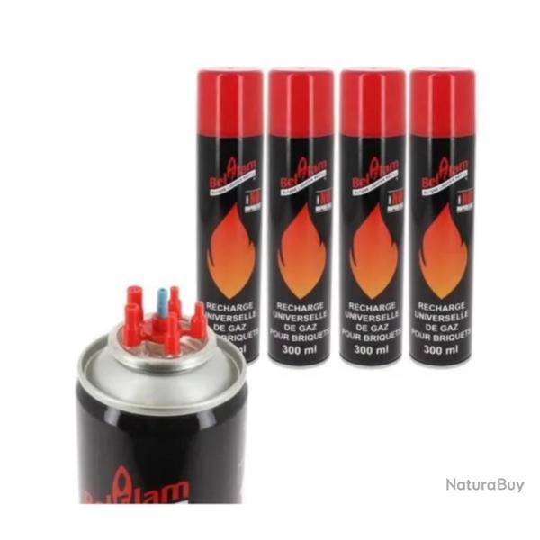 Lot de 4 Recharges de Gaz Butane pour Briquets - 300 ml