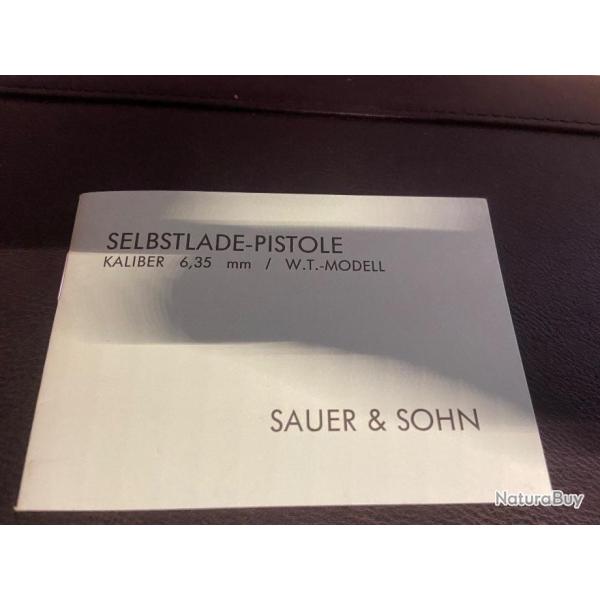 LIVRET MANUEL UTILISATION PISTOLET SAUER ET SOHN 6.35