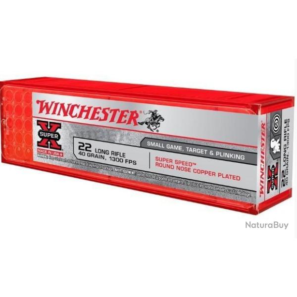 Munitions WINCHESTER cal.22lr SUPER X SUPER SPEED HIGH VELOCITY LRN CUIVRE 40gr par 100