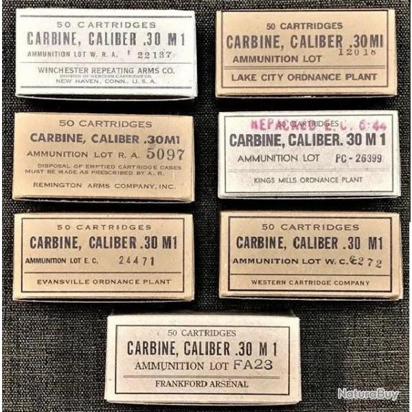 boite reproduction - 30m1 - usm1 - x1 boite - remington arms compagny inc