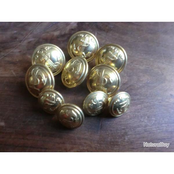 lots x 10 boutons  tenue marine militaire  / T.W.&W paris