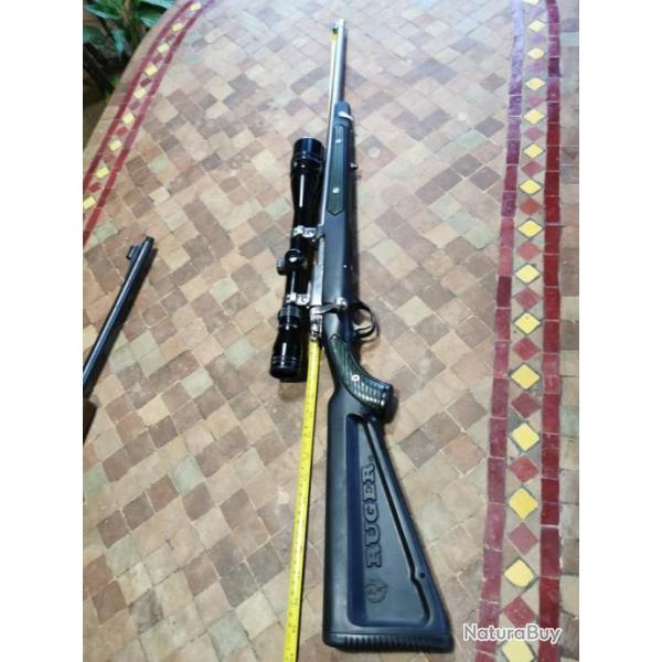 Ruger 77 22 all weather avec 2 chargeurs et lunette 6-24X40.