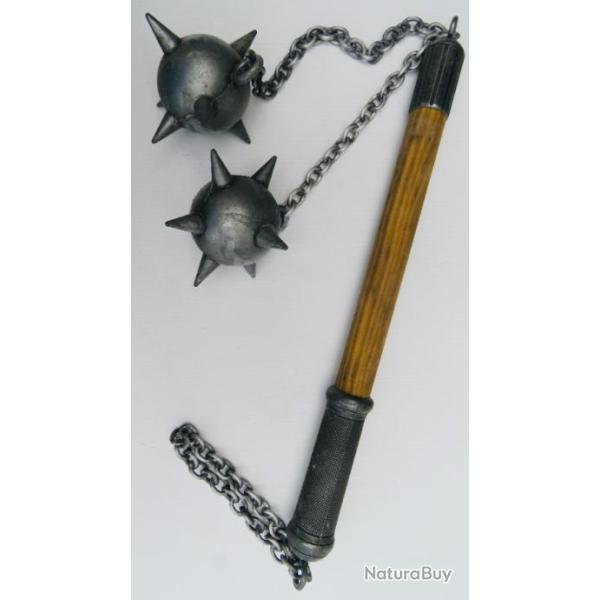 MASSE D'ARMES ANCIENNE EN ALLIAGE, � CHA�NES, COPIE XIV�/XV� SI�CLE, ACCESSOIRE D'ARMURE