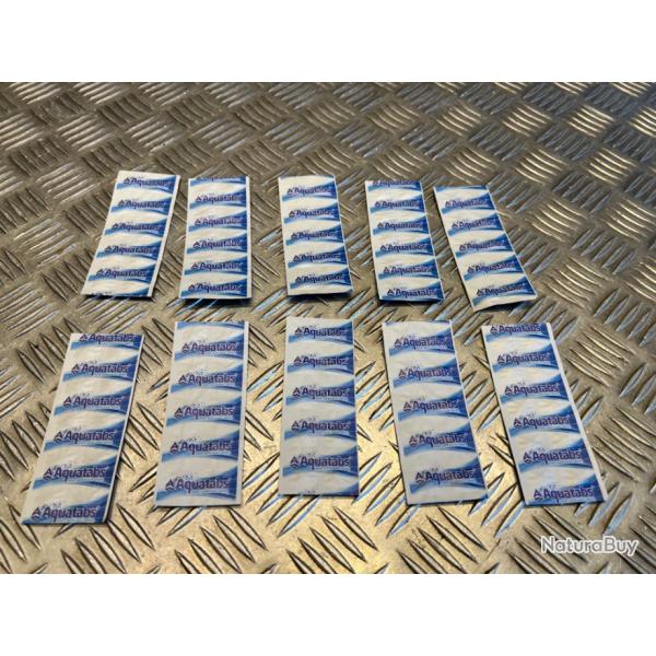 Lot de 100 pastilles de purification eau aquatabs de l otan filtre 100 a 500 litres traite
