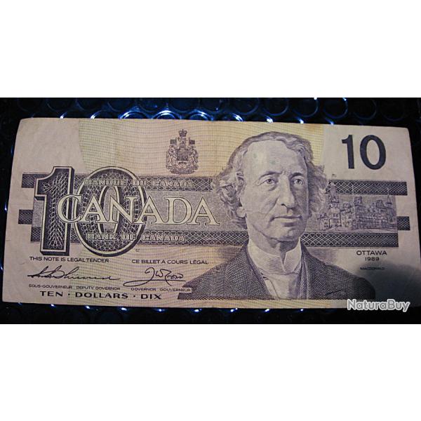 CANADA billet de 10 dollars   1989  OTTAWA ttb