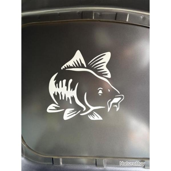 Autocollants carpe voiture camping car ou autres noir ou blanc ! 29 cm