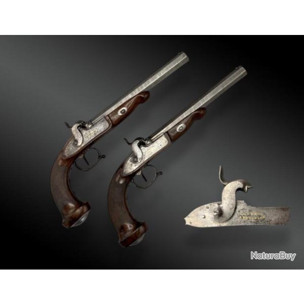 Paire De Pistolets � Percussion Sign�s Aubry � Bordeaux France - Vers 1840