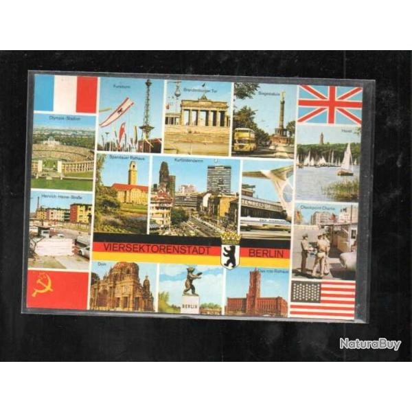 berlin multivues , drapeau des 4 zones d'occupation , check point charlie  berlin ouest- est , cpm