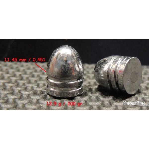 200 ogives (balles ogivales) 451 200 grains pour r�volver poudre noire Remington ou Colt (western)