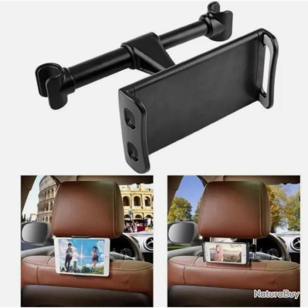 Support Tablette Pince T�l�phone Appuie T�te Voiture R�glable 360� Si�ge Noir