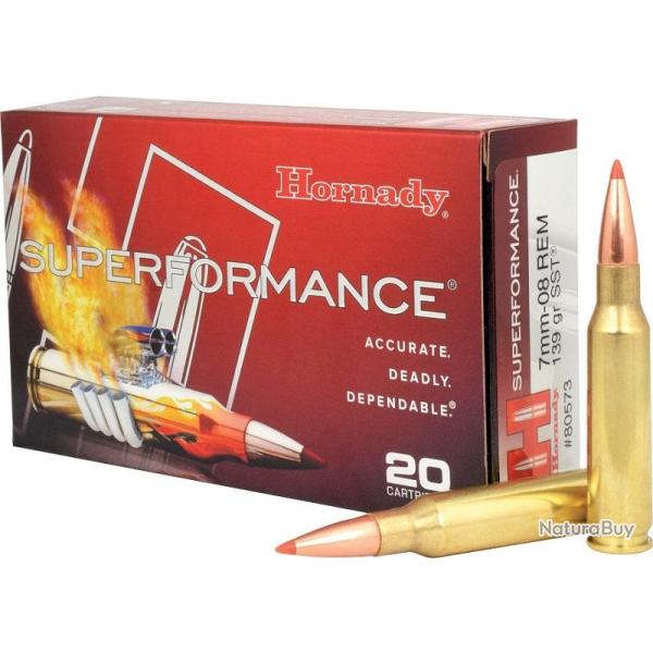 CARTOUCHES HORNADY 7MM-08 REM 139 GR SST 5 boites ( 100 munitions )