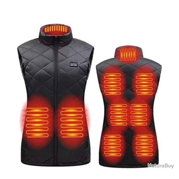 Veste chauffante d'hiver �lectrique NOIR pour  Femme - 9 zones chauffantes - OFFRE LIMIT�E