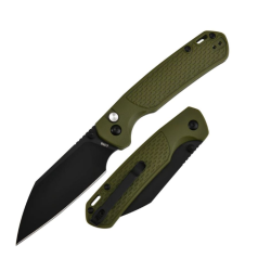 CJRB J1945-BGN - Couteau pliant Pyrite Light, lame noire et manche kaki FRN