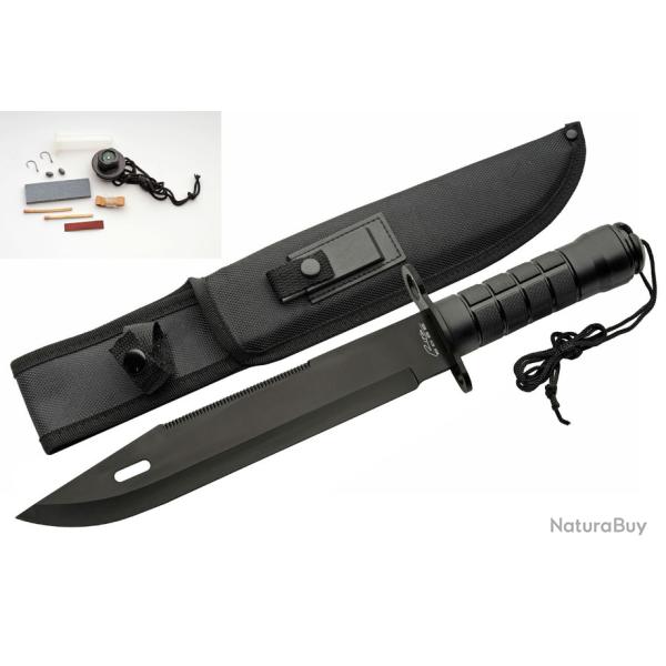 Couteau Survie Rite Edge Plateau Lame Acier 420 Manche Caoutchouc Kit de Survie Etui CN211625