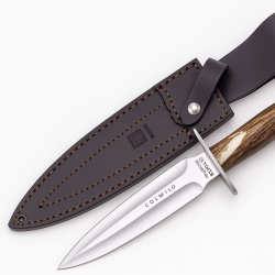 Joker CC-108 Colmillo - Couteau de Chasse Double Tranchant avec &Eacute;tui en Cuir
