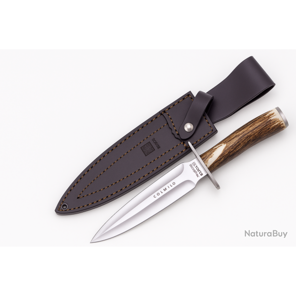 Joker CC-108 Colmillo - Couteau de Chasse Double Tranchant avec �tui en Cuir