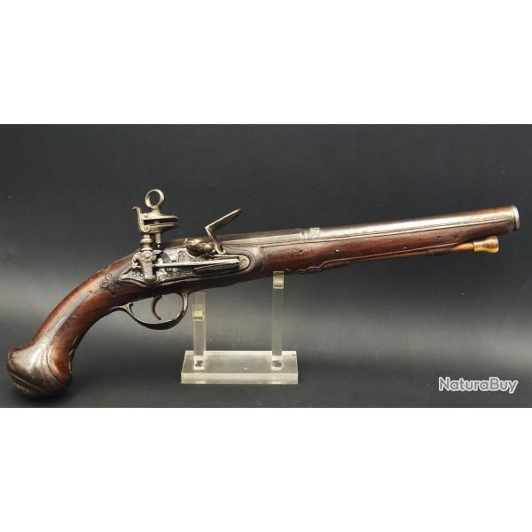 PISTOLET A SILEX PAR ANTONIO DOIZTUA 1780 - 1810 OVIEDO PLATINE A LA MIQUELET - ESPAGNE XVIII� Tr�s 