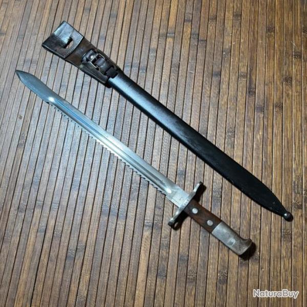 TR�S BELLE BA�ONNETTE DE PIONNIER SUISSE Model 1914 HS  COMPL�TE FOURREAU ET GOUSSET