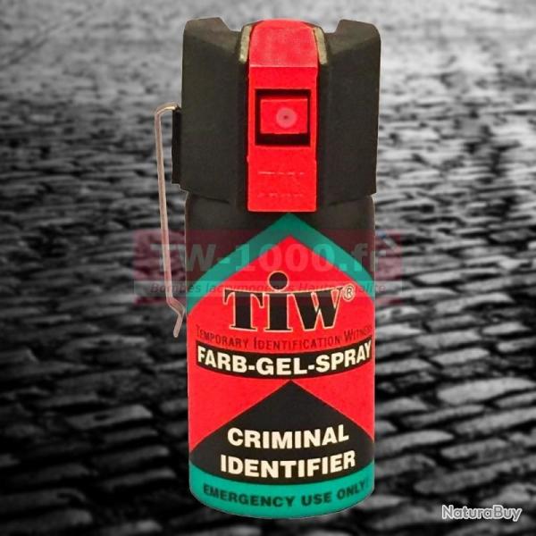 Bombe de dfense et de marquage TIW FARB-GEL 40 ml avec clip ceinture TW 1000
