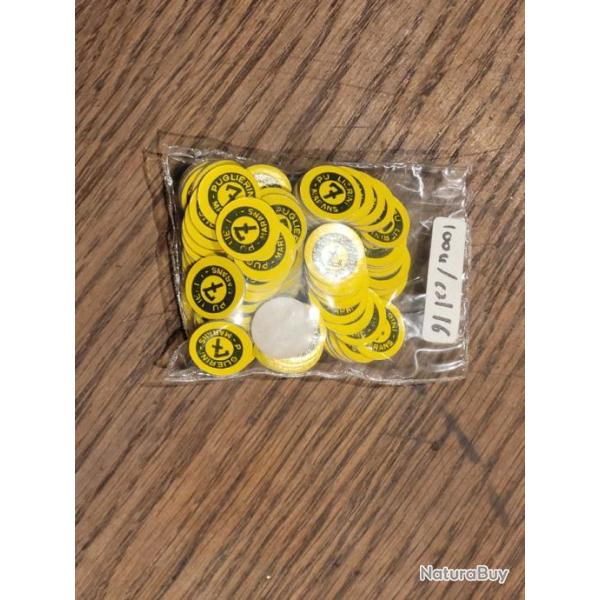 100 Cartons jaunes de fermeture n�7 , cal 16