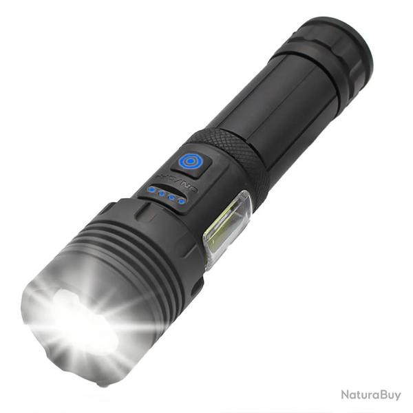 Torche Bright 2000 lumens 3 niveaux d'intensit, en alliage d'alu