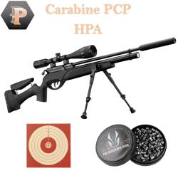 Carabine Gamo HPA IGT 19.9 joules 4.5 mm + lunette 3-9 x 40 WR + bipied + plombs + cibles
