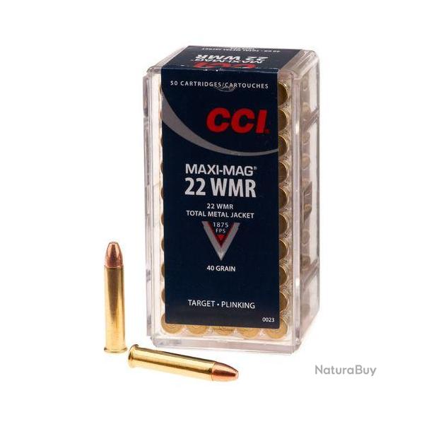 Cartouches CCI MAXI-MAG WMR Calibre 22 MAG - Boite de 50 unit�s
