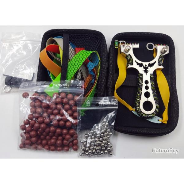 Pack complet : Lance Pierre "Eagle" - 5 �lastiques + 200 billes + 1 Housse