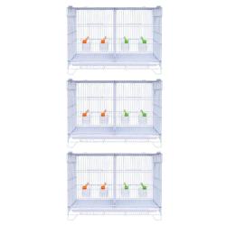 Lot de 3 cages d'&eacute;levage oiseaux &eacute;quip&eacute;es et superposables avec clips