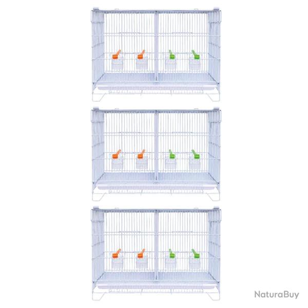 Lot de 3 cages d'�levage oiseaux �quip�es et superposables avec clips