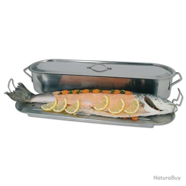 Poissonnire acier inoxydable, couvercle et grille 60 cm