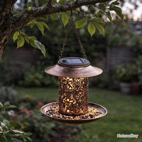 Lanterne solaire et mangeoire � 19 x 20 cm