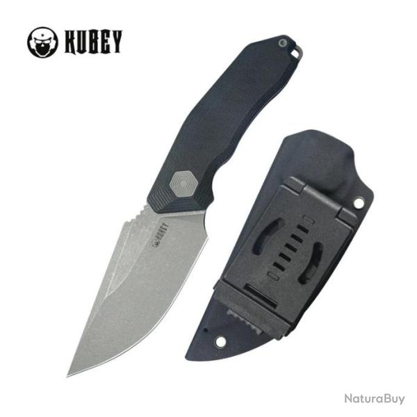 Couteau Fixe Kubey Basilisk Black Lame Acier 14C28N Manche G10 Noir �tui Kydex KUB381A