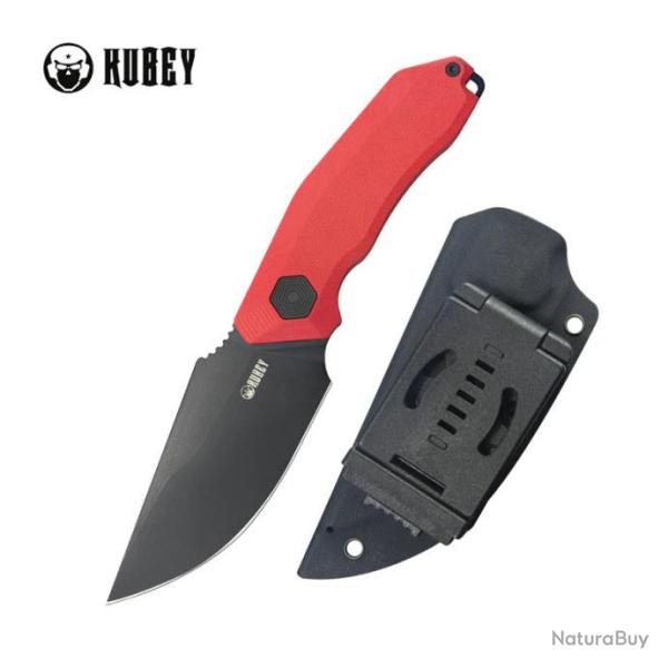 Couteau Fixe Kubey Basilisk Red Lame Acier 14C28N Manche G10 tui Kydex KUB381B
