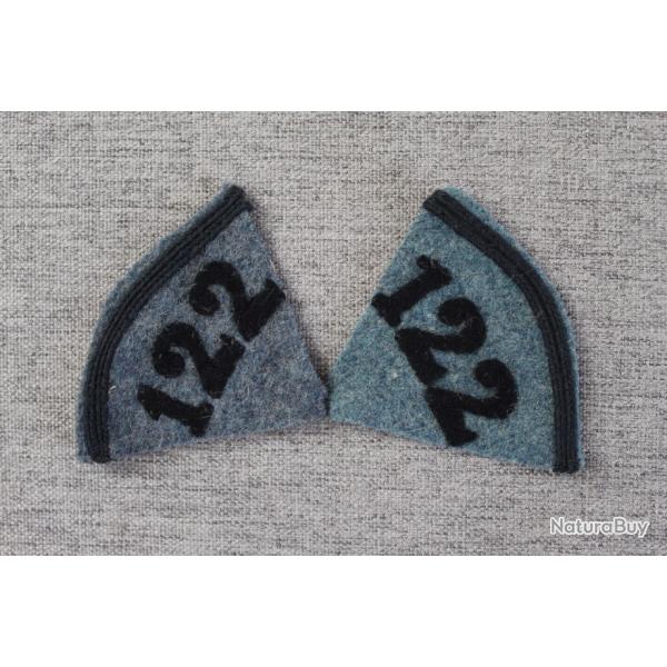 Pattes de col bleu horizon 122 �me R.I. capote vareuse casque poilu