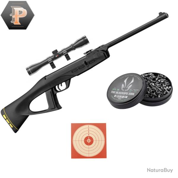 Carabine Gamo junior Delta Fox GT Ring jaune Cal 4.5 + plombs + lunette + cibles