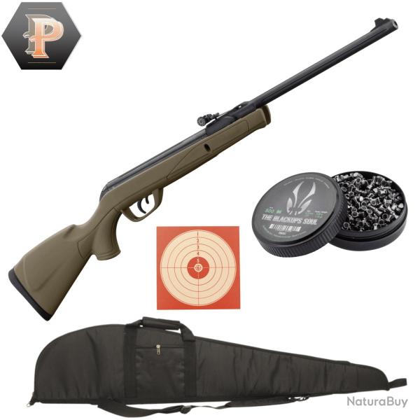 Carabine GAMO Delta Kaki synth�tique - 4.5mm - 7,5J + plombs + cibles + fourreau