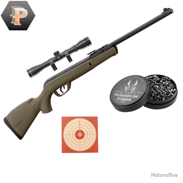Carabine GAMO Delta Kaki synth�tique - 4.5mm - 7,5J + plombs + lunette + cibles