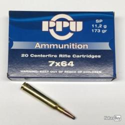 Cartouches PPU 7x64 SP 173grs - Boite de 20 unit&eacute;s
