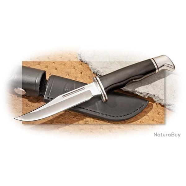Couteau de Chasse Buck 117 Brahma Black Phenolic - Lame 420HC Satine, tui Cuir & Kydex
