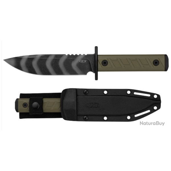 Zero Tolerance 0006TSOL - Couteau � lame fixe CPM 3V Tiger Stripe Olive (Made in USA)