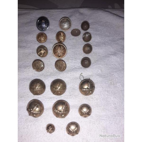lot de boutons militaires fran�ais diff�rents