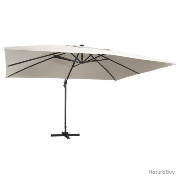 Parasol d�port� avec lumi�res led aluminium 400 x 300 cm sable 02_0008451