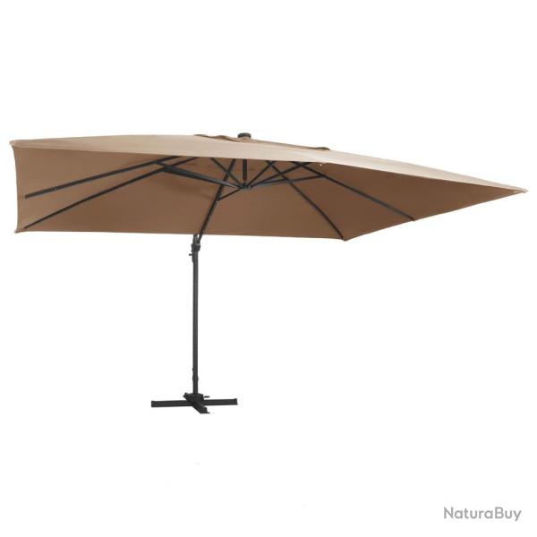 Parasol d�port� avec lumi�res led aluminium 400 x 300 cm taupe 02_0008452
