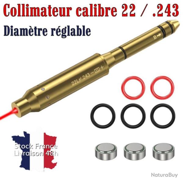Collimateur laser ajustable � mettre en bout de canon calibre 22, 223 et 243 - Stock France