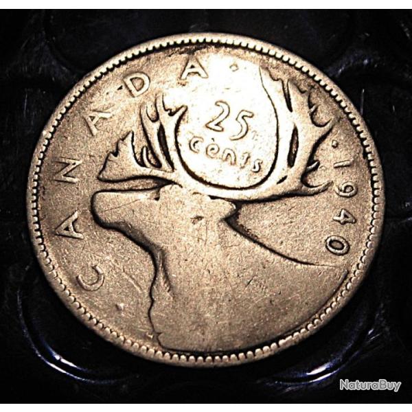 CANADA  piece  de 25 CENT  1940  argent  ttb