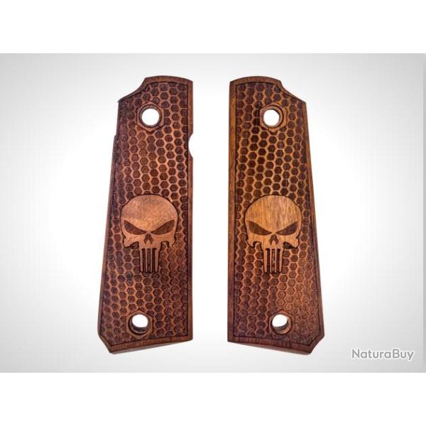 MBT - PLAQUETTES BOIS COLT 1911 - NID D'ABEILLE PUNISHER