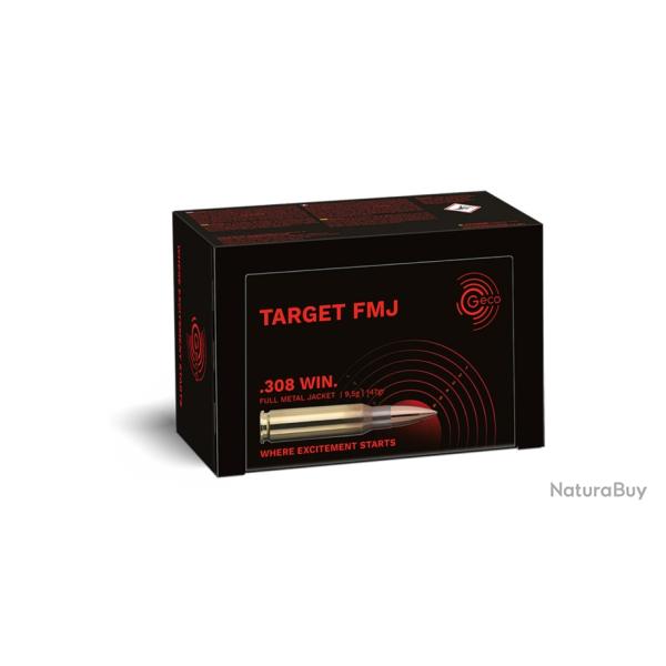 BALLES GECO TARGET FMJ BLINDEE 146GR , CALIBRE: 308w.