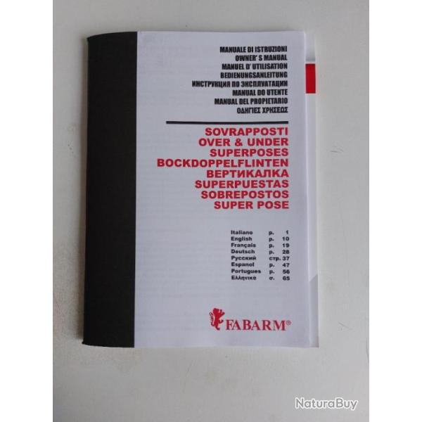 VEND MANUEL D'UTILISATION FUSIL FABARM
